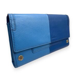 Hammitt AJ Oasis Blue Colorblock Leather Convertible Crossbody Clutch EUC